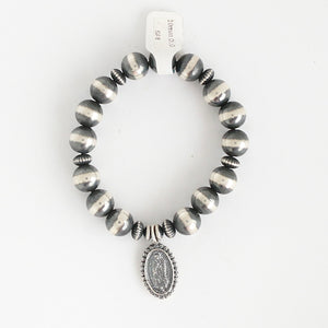 Our Lady of Guadalupe 10mm Navajo Bead Bracelet