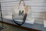 Large Natural Canvas Tote with Zebra Initial