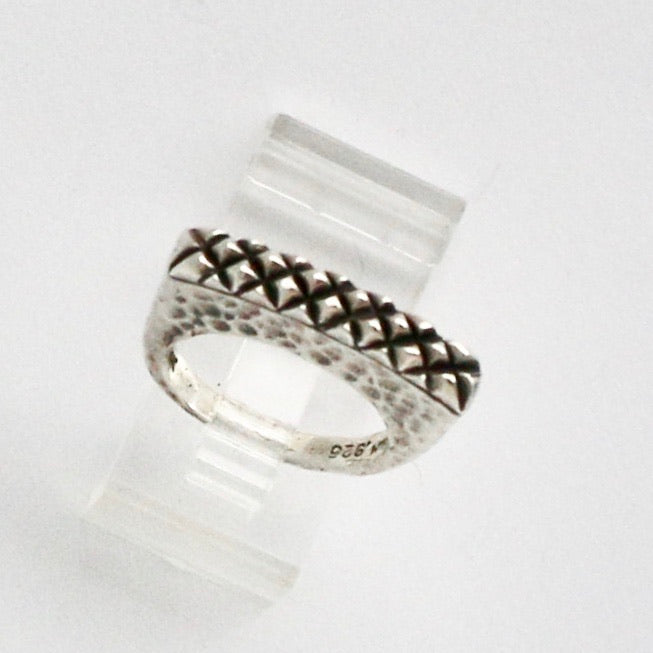 Hammered Shank with Quilted Top Stack Ring Rings Dian Malouf   