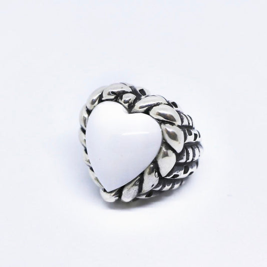 Large Heart Ring Rings Dian Malouf All Silver 6 (Allow 6-8 weeks) White Pristine