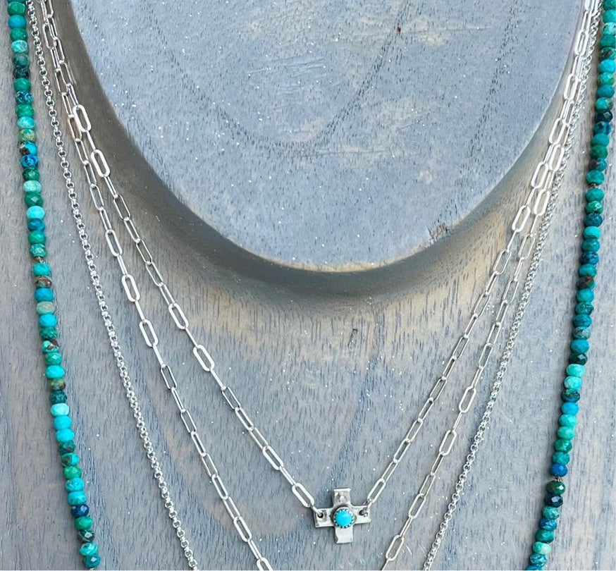 Dainty Kelly Cross with Turquoise Necklace Necklaces Richard Schmidt   