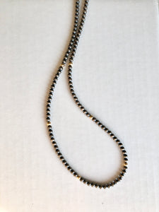 4mm Navajo Pearl with Gold Beads Necklace