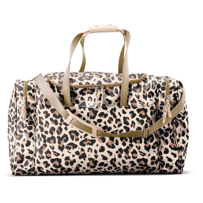 Large Square Duffel (Order in any color!) Duffel Bags Jon Hart Leopard Coated Canvas  