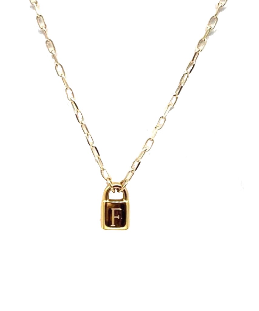 Secret Identity Initial Lock Necklace Necklaces Farrah B Jewelry   