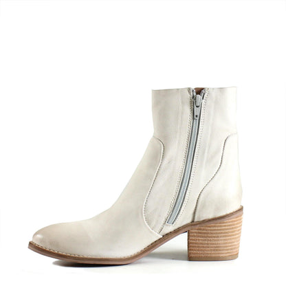Majestic Off White Leather Ankle Boots Boots Diba True   