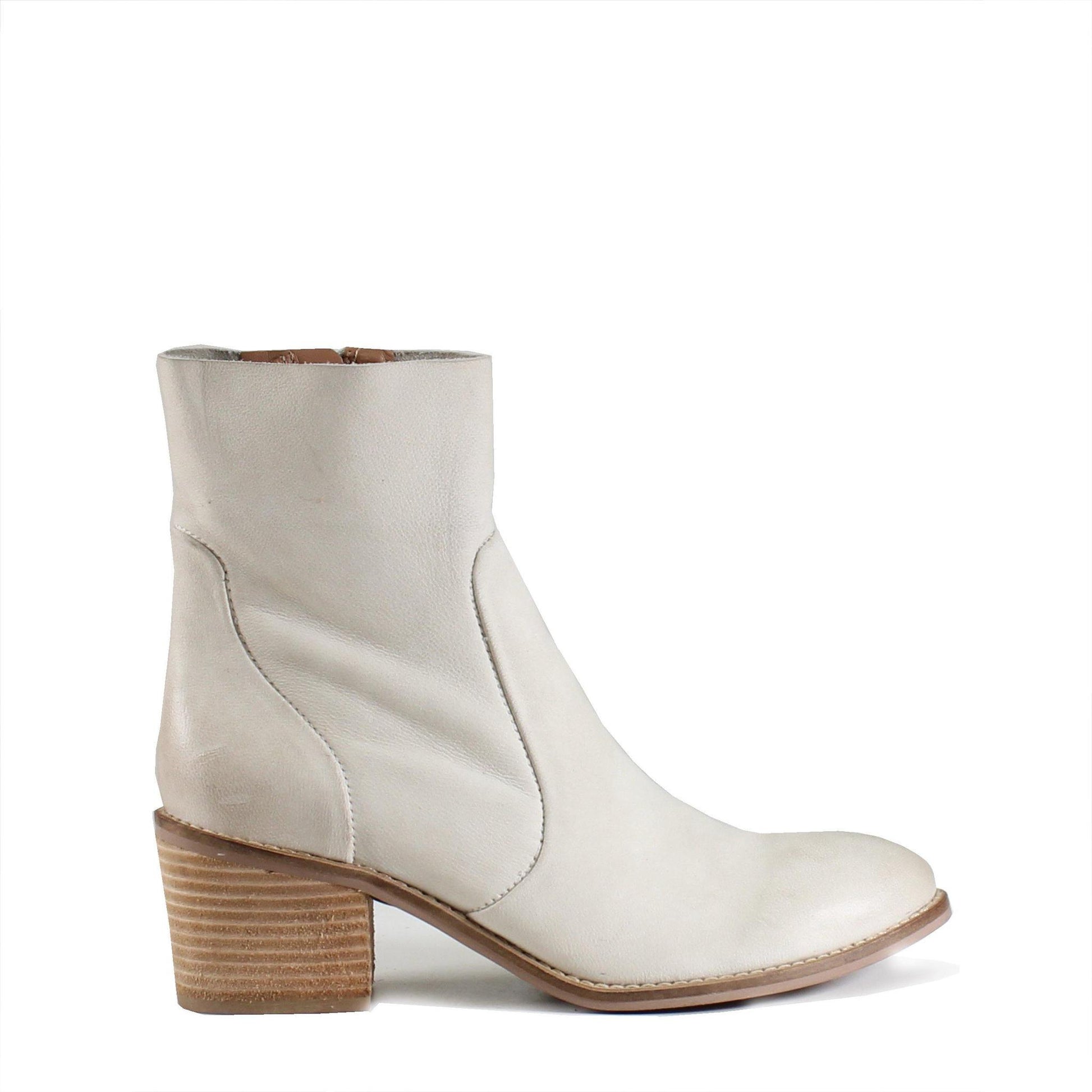Majestic Off White Leather Ankle Boots Boots Diba True   