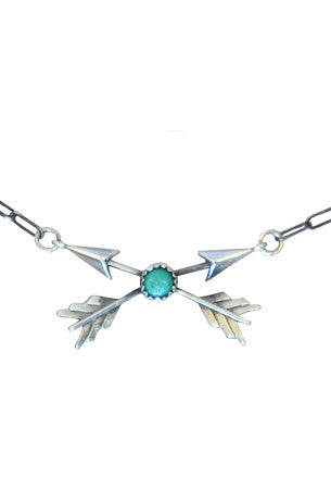 Crossed Arrows with Turquoise Necklace Necklaces Richard Schmidt   