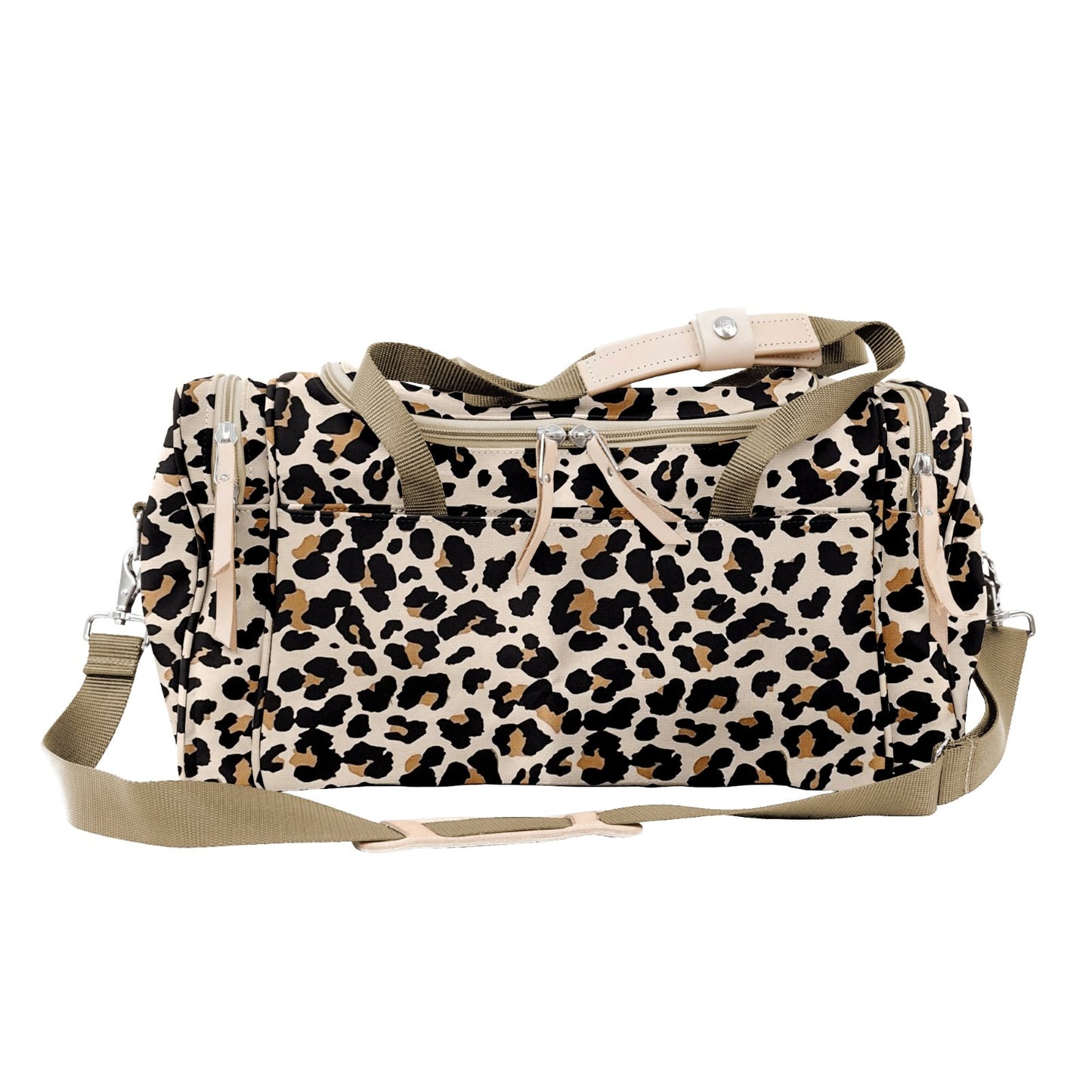 Small Square Duffel (Order in any color!) Duffel Bags Jon Hart Leopard Coated Canvas  
